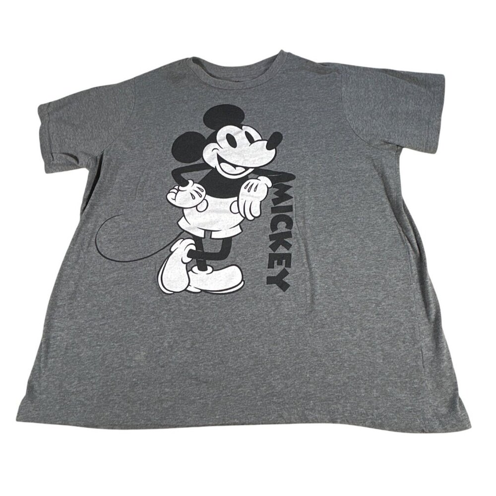 Disney Mickey Mouse Gray T-Shirt 2XL Unisex Casual Wear Cotton Blend Vacation